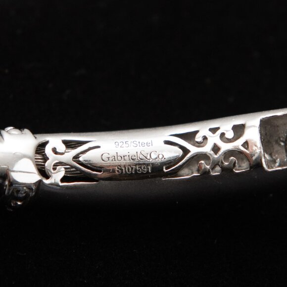 Gabriel & Co. 925 Silver Hampton Stainless Steel Bangle Bracelet - Picture 6 of 7
